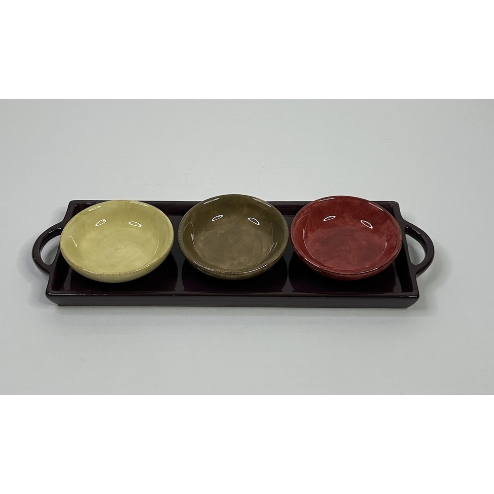 BW Next 4 Piece Dipping Bowl Set (3 Sauce Bowls + 1 Serving Tray) Sushi/ Hibachi